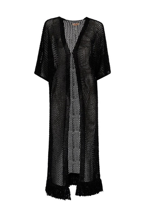 Cardigan lungo frange