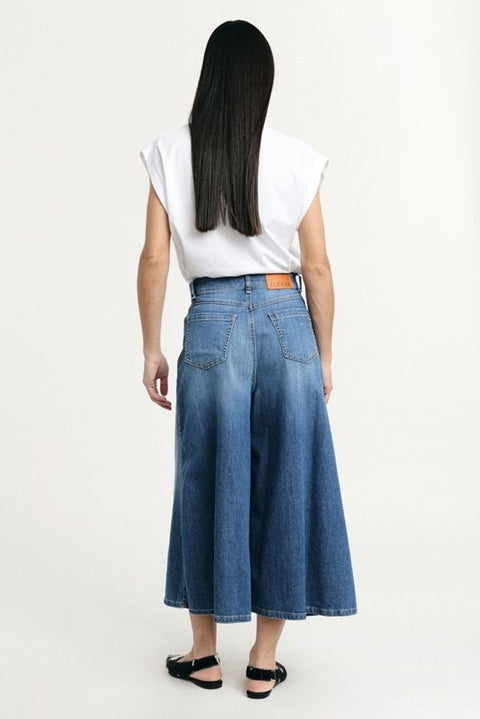 Gonna pantalone in denim vita alta cinque tasche