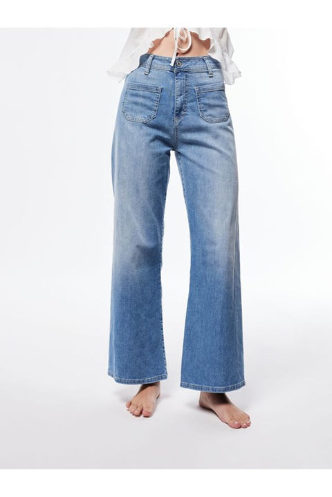 Jeans flare con vita media e tasche