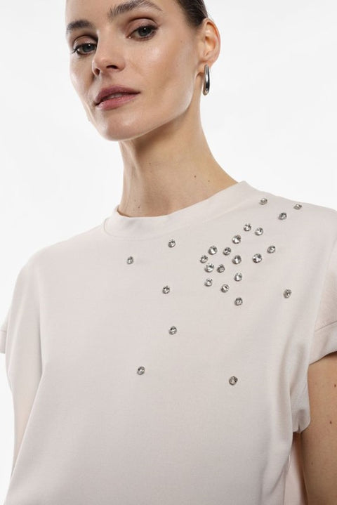 Maglietta con maniche corte con strass