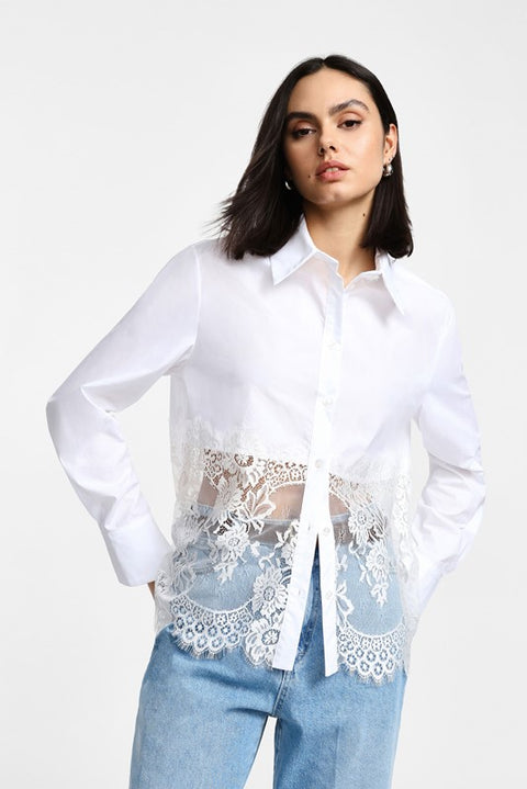 Camicia con colletto classico e pizzo