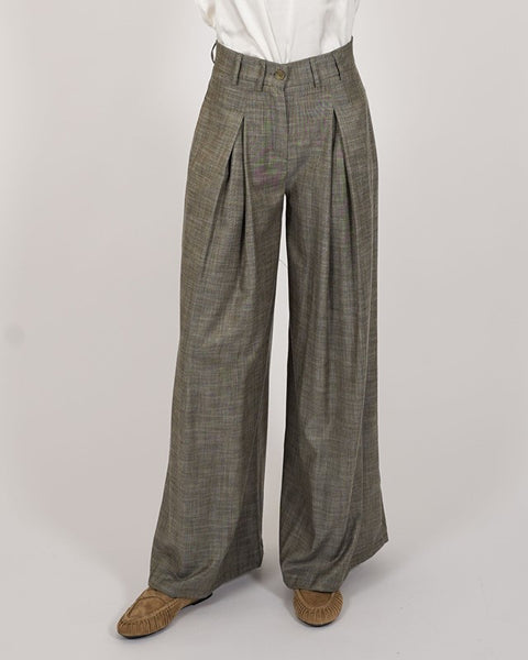 Pantalone vita alta con pence