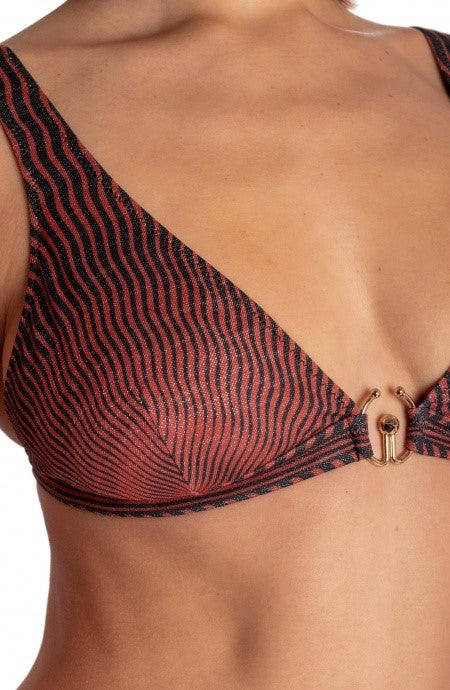 Bikini brassiere lurex con accessorio stampa tiger sun