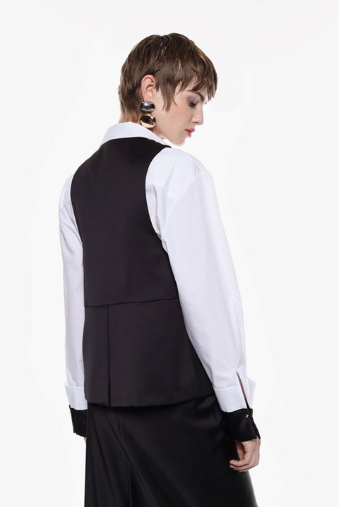 Gilet con cravatta lunga in raso