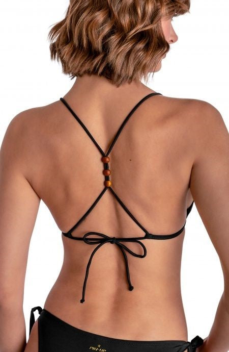 Top bikini triangolo imbottito con perle e conchigli