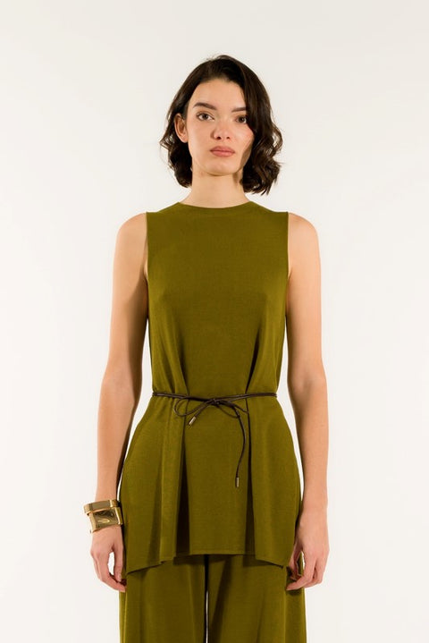 Gilet lungo spacchi e cinturino + pant