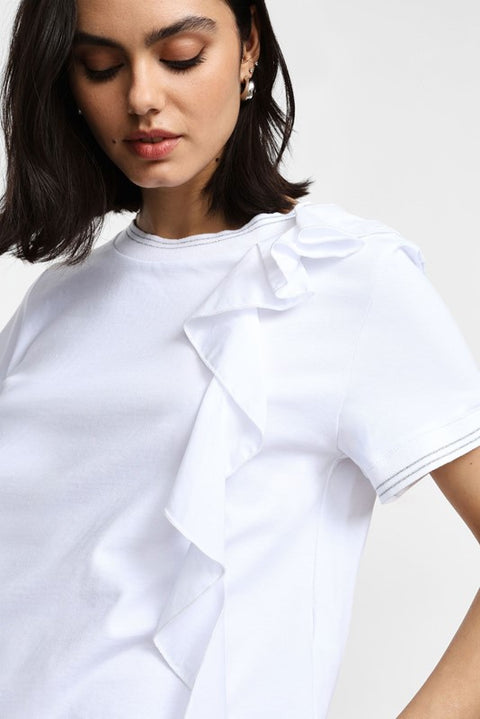 T-shirt con maniche corte e volant