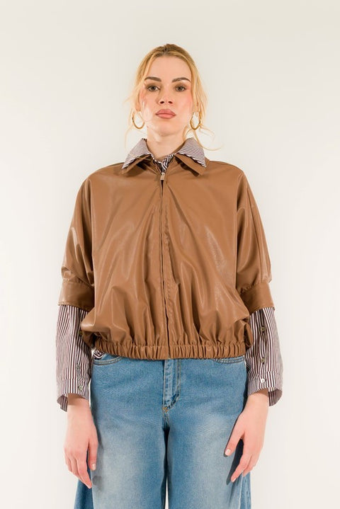 Bomber ecopelle manica ampia