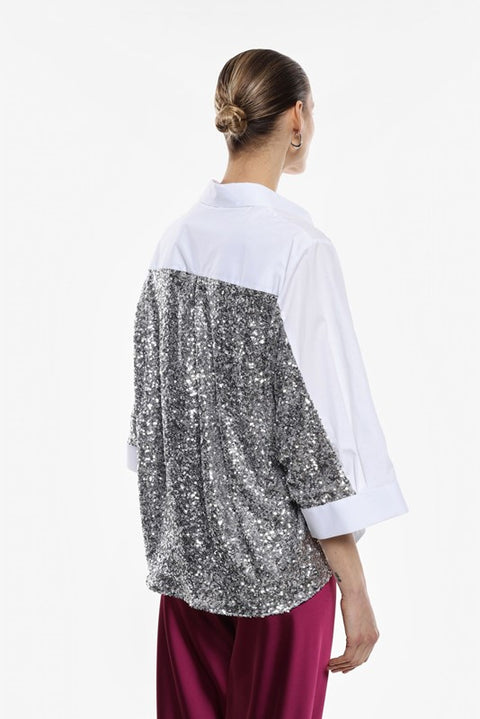 Camicia oversize con retro in paillettes