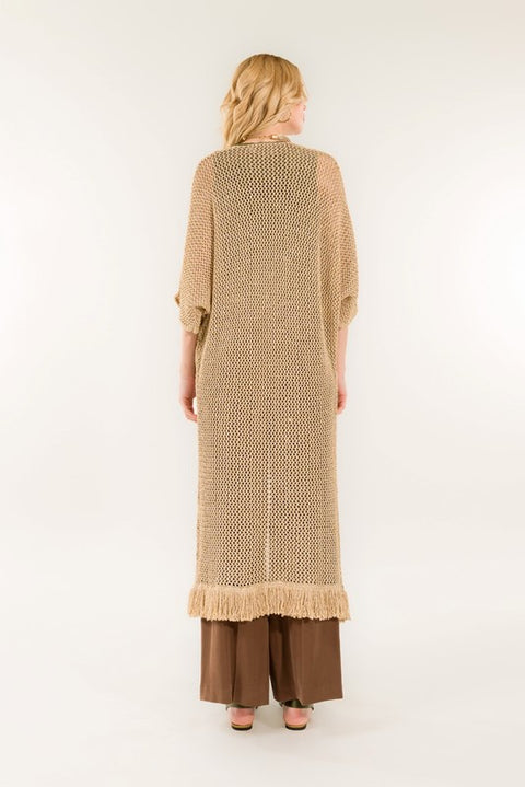Cardigan lungo frange