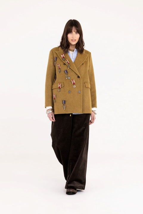 Multi pins wool blazer