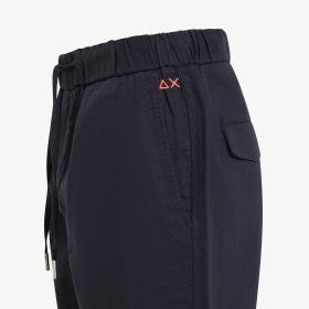 Bermuda in lino e cotone blu navy