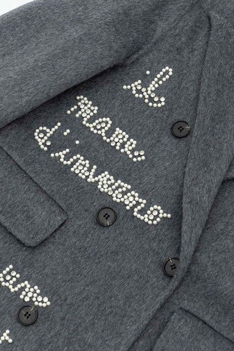 Jewel and pearl wool coat