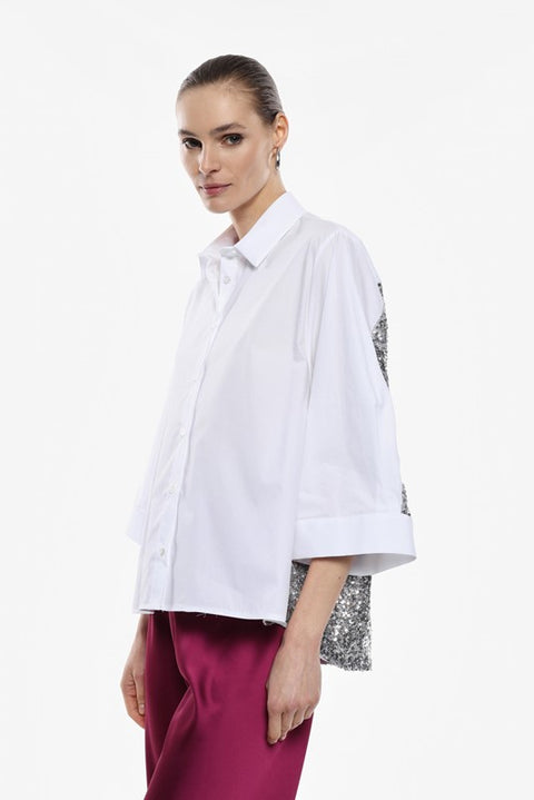 Camicia oversize con retro in paillettes
