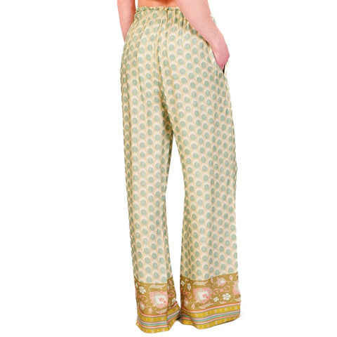 Pantalone fantasia verde acqua tiffany