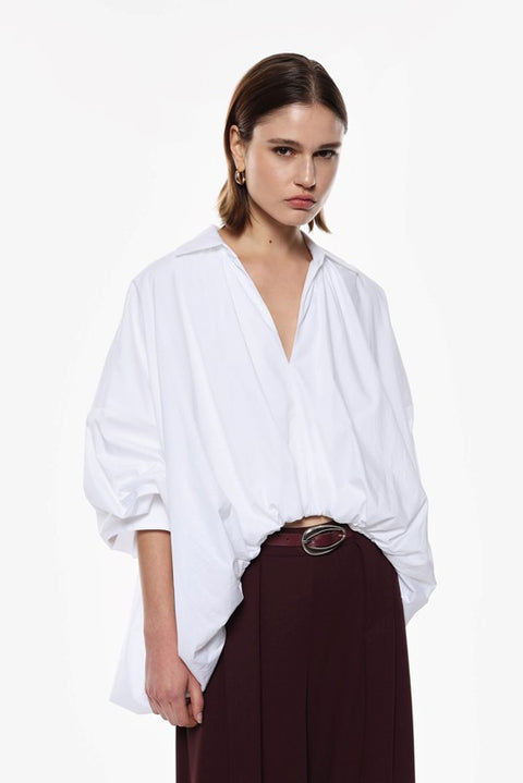 Camicia over con colletto classico e maniche lunghe