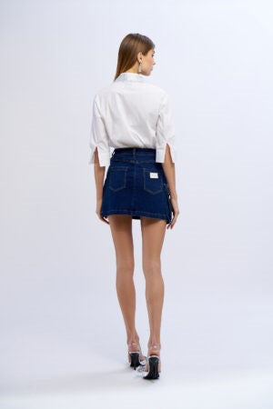 Gonna jeans tasche diamanti