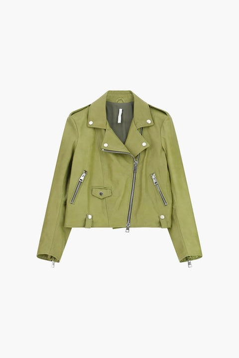 Giubbotto biker in pelle con zip