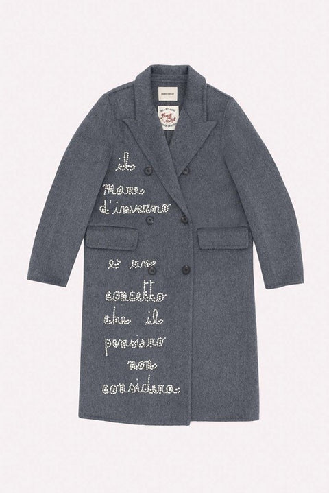 Jewel and pearl wool coat