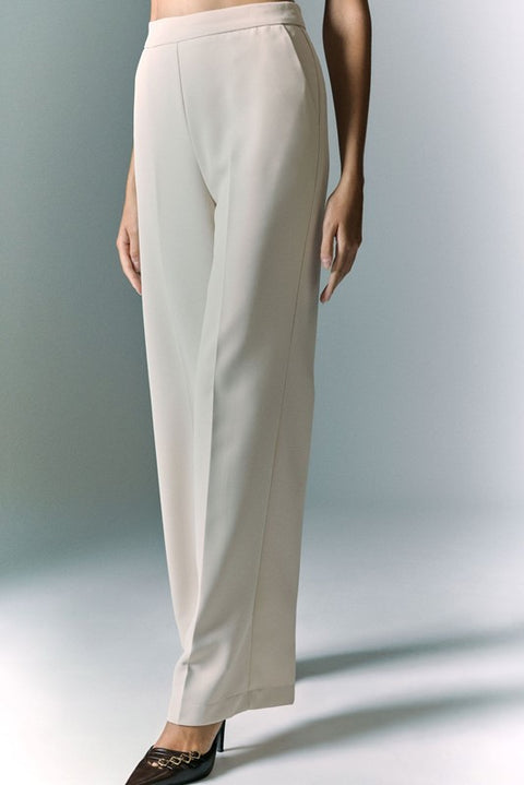 Pantalone vita alta crepe