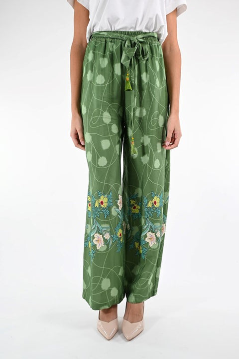 Pantalone floreale verde