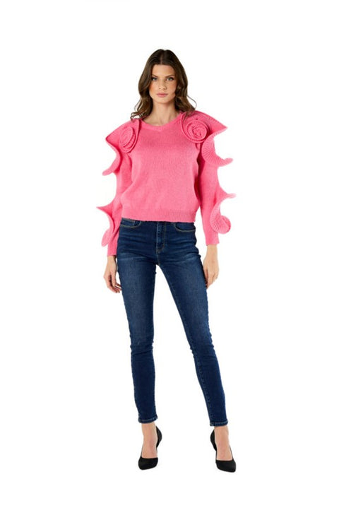 Maglia v con rose