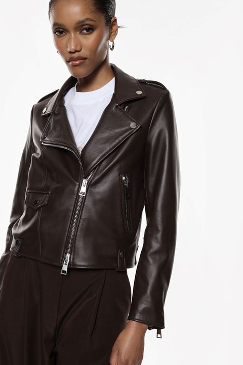 Giubbotto biker in pelle con zip