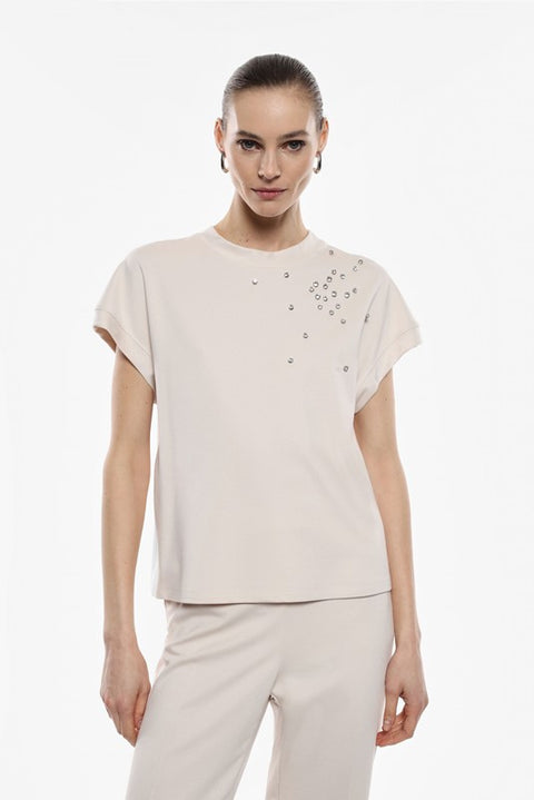 Maglietta con maniche corte con strass