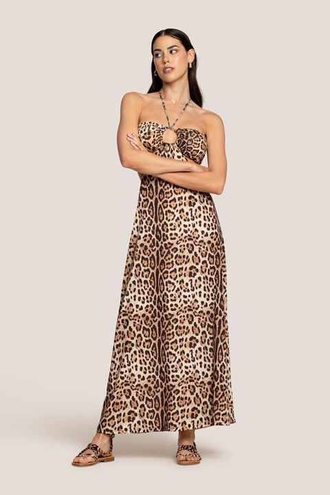 Abito lungo real leopard