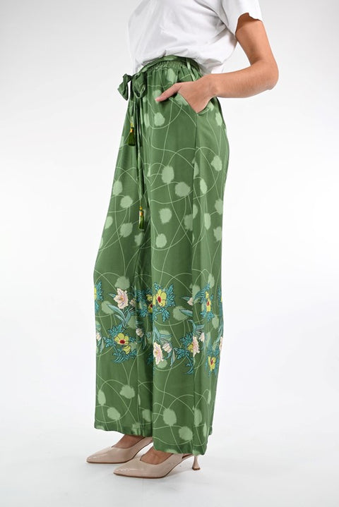 Pantalone floreale verde