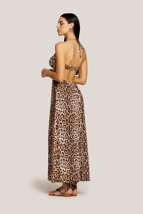 Abito lungo real leopard