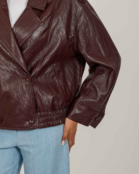 Bomber over in ecopelle stropicciata