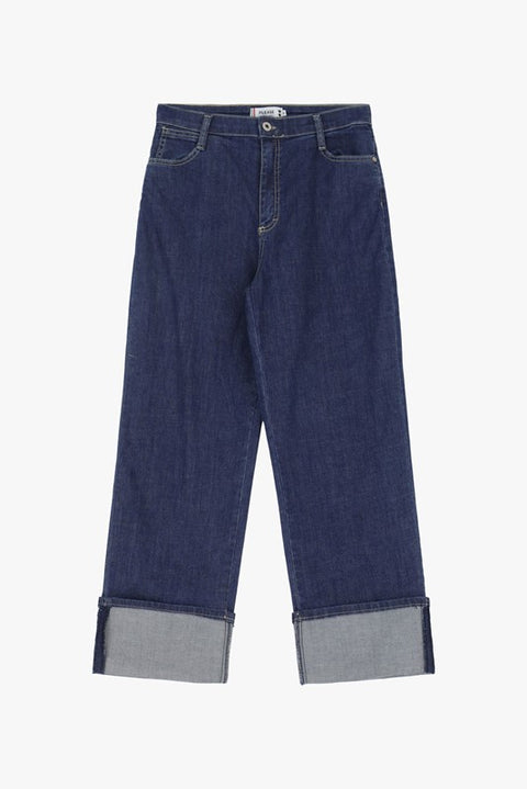 Jeans a gamba larga con risvolti