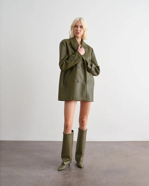 Giacca oversize in pelle effetto martellato