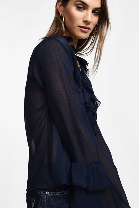 Camicia con rouge manica e collo