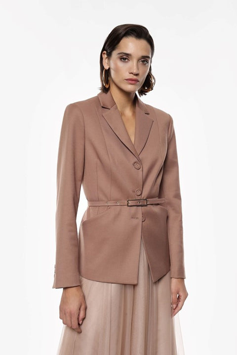 Blazer sartoriale con cintura e bottoni