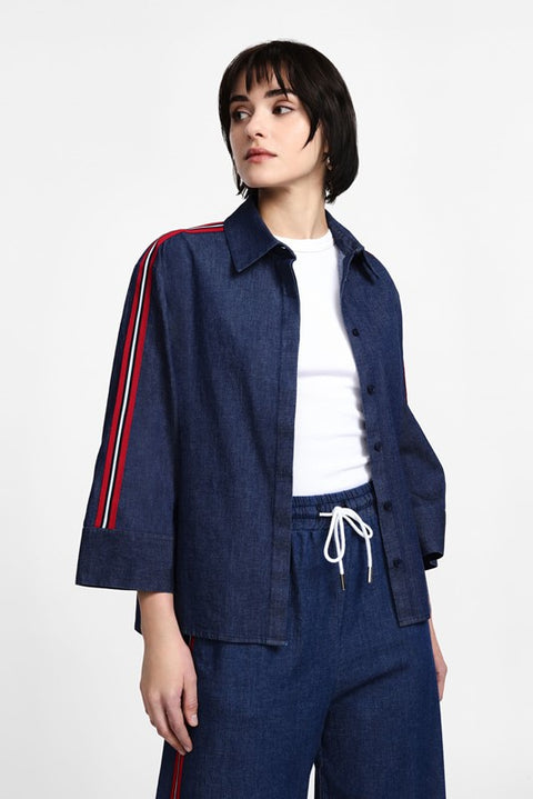 Camicia in denim con bande laterali