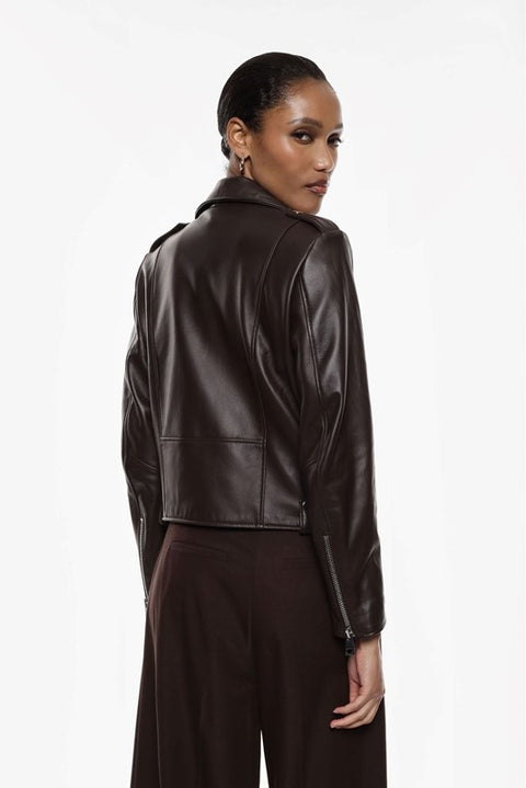 Giubbotto biker in pelle con zip