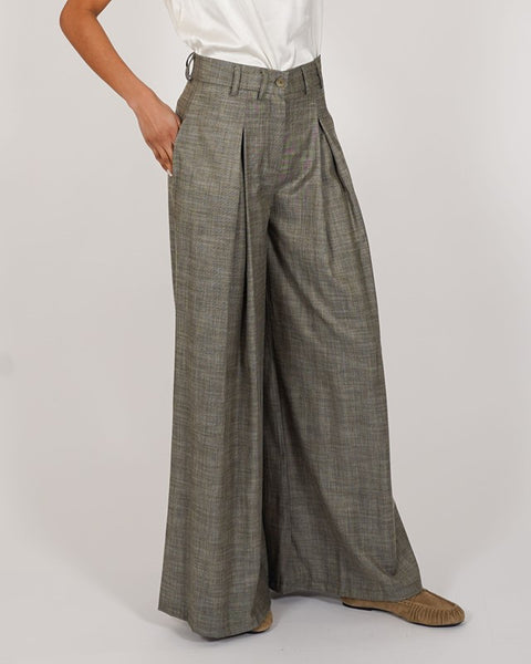 Pantalone vita alta con pence