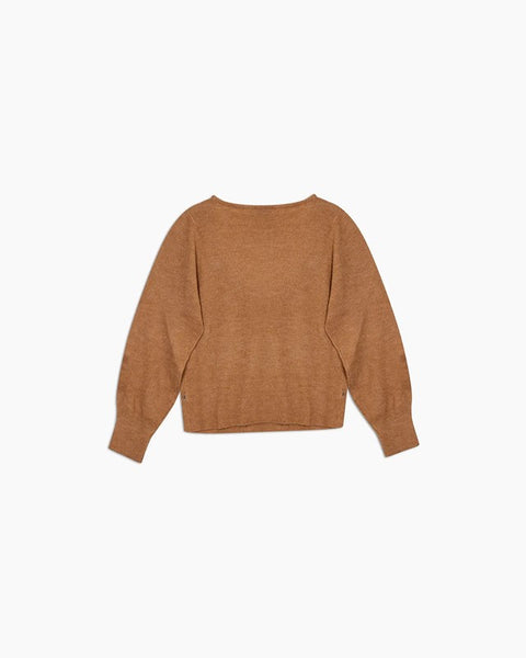 Maglione con scollo rotondo e ricami strass