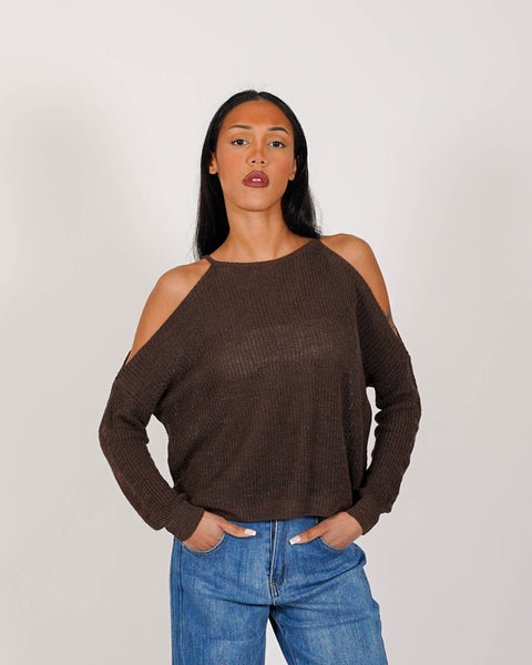 Maglia girocollo spacco spalle