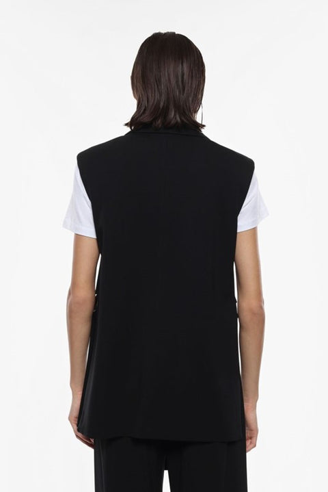Gilet lungo con chiusura monopetto