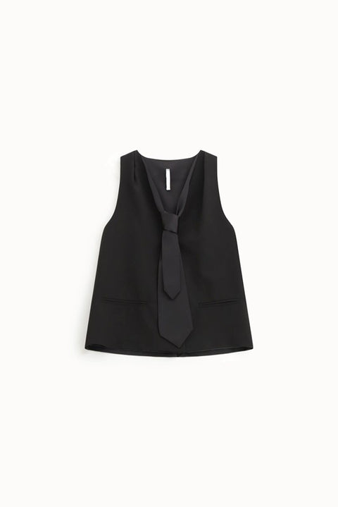 Gilet con cravatta lunga in raso