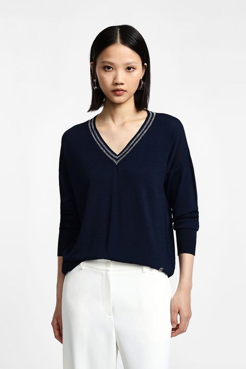 Maglia monocolour con scollo a v