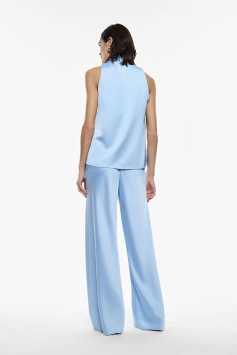 Pantaloni ampi effetto satin a vita alta
