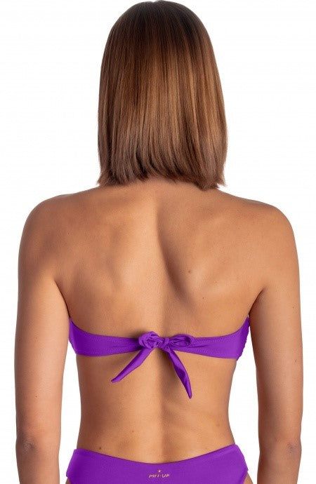 Top bikini fascia imbottita con intreccio e perle