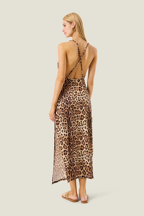 Abito lungo leopard basic