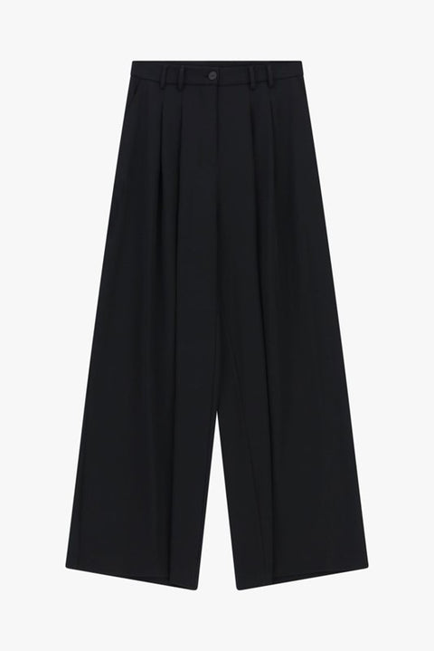 Pantaloni palazzo a vita alta con pinces