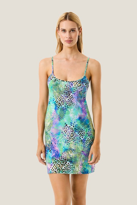 Abito corto patch animalier