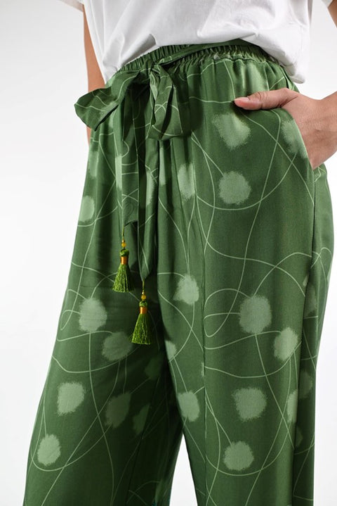 Pantalone floreale verde